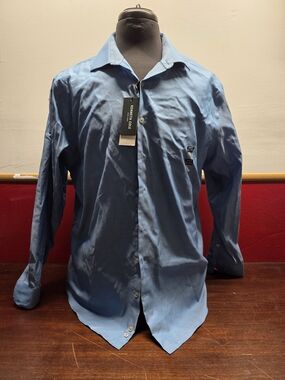 Kenneth Cole Men's Light Blue Button-Up Dress Shirt